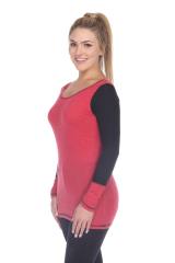 3101 Junior's Cotton Poly Blend Body with Black Thermal Long Sleeve Tee