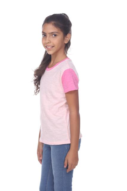 9011 Girl's Contrast Short Sleeve Crewneck Tee