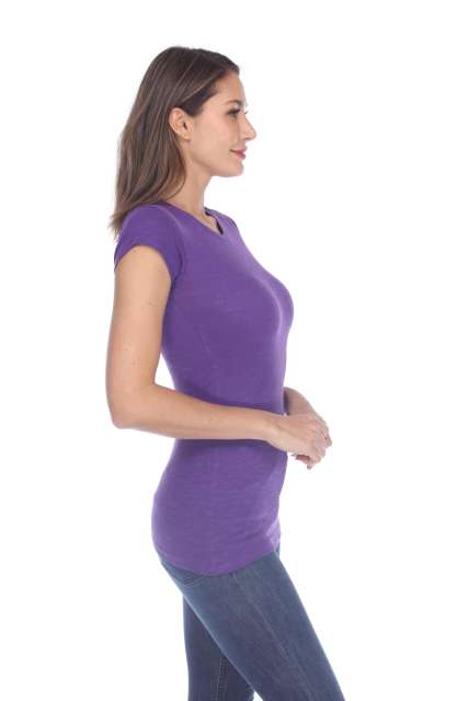 6050 Juniors Cap Sleeve Cotton Slub Tee