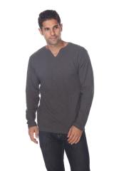 6562 Men's Long Sleeve Slub Jersey V-Cut Crewneck Tee