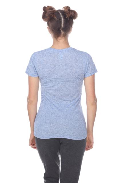 3803 Junior's Short Sleeve Poly Linen Deep V Neck Tee