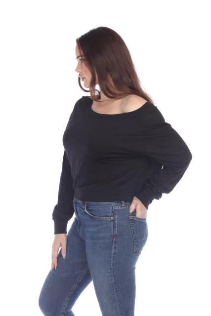 3904 Junior's Bamboo Blend Crop Long Sleeve Pullover