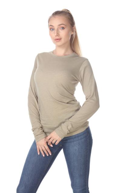 3100 Junior's Long Sleeve CVC Blended Crew Neck Tee