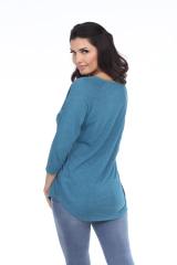 7204 Ladies Split-V Neck 3/4 Sleeve Raglan