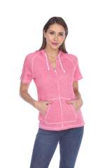 8901 Junior's French Terry Short Sleeve Zip Hoodie