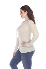 6101 Junior's Long Sleeve Waffle Thermal Hoodie
