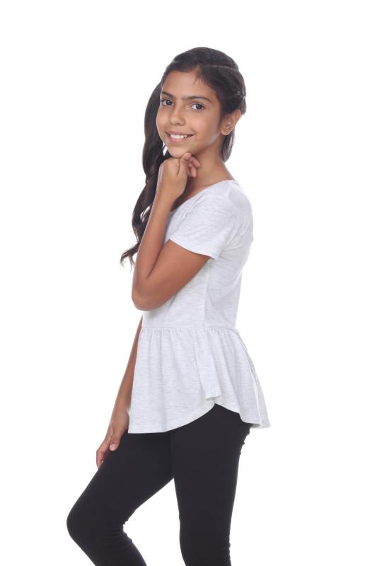 9208 Girl's Short Sleeve Peplum Tee