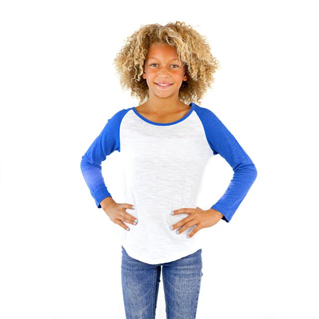 6054G GIRLS COTTON SLUB LONG SLEEVE RAGLAN