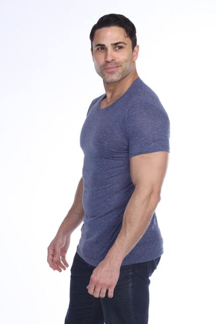 3700 Men's Poly Linen Blended Crewneck Tee