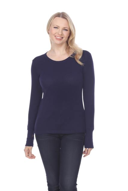 7610 Ladies Long Sleeve Crew Neck Tee With Exposed Thumb Cuff