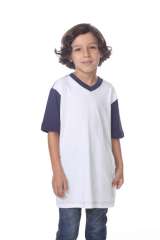 9607 Boy's Color Block V Neck Tee