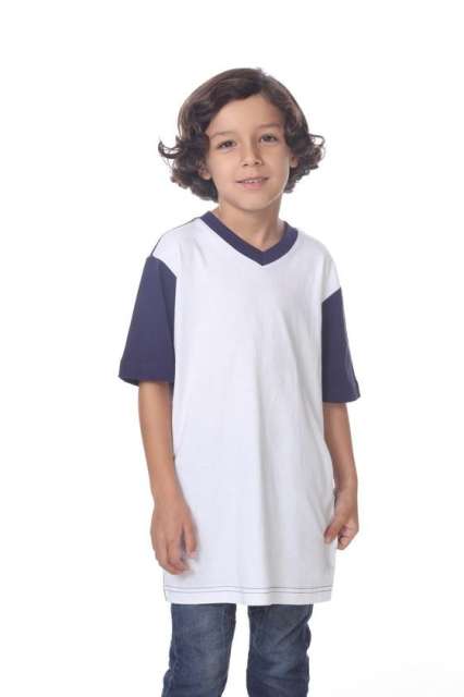 9607 Boy's Color Block V Neck Tee