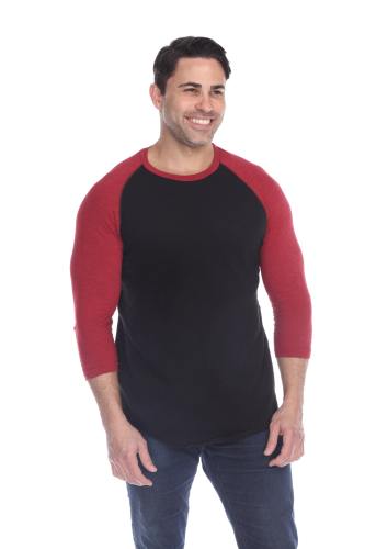 6570 Men's 3/4 Sleeve Cotton Slub Crewneck Raglan