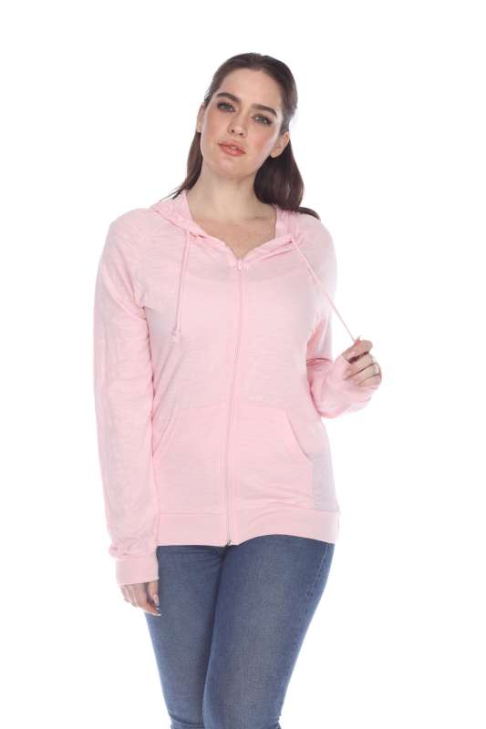 6152 Junior's Long Sleeve Cotton Slub Zip-Up Hoodie