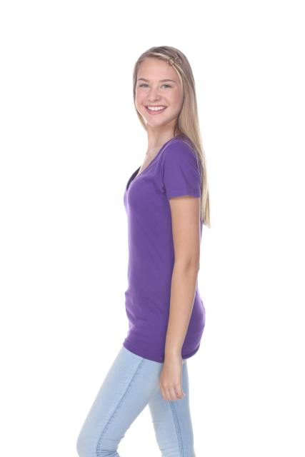 1003 Junior's Cap Sleeve Deep V Neck Tee