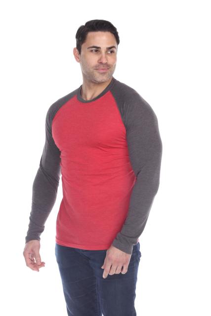 3701 Men's Long Sleeve CVC Blended Crew Neck Raglan