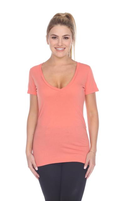 3903 Junior's Bamboo Blend Short Sleeve Deep V Neck Tee