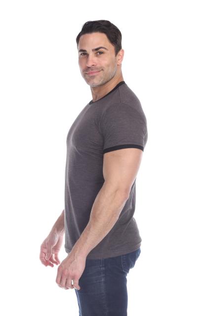3602 Men's Short Sleeve CVC Blended Crew Neck Ringer Tee