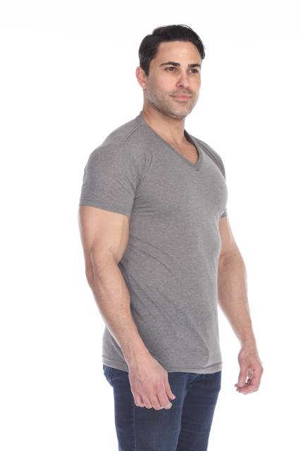 3702 Men's Poly Linen Blend V-Neck Tee