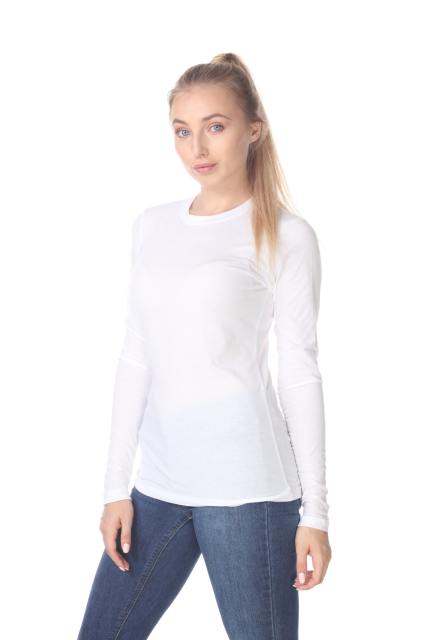 3100 Junior's Long Sleeve CVC Blended Crew Neck Tee