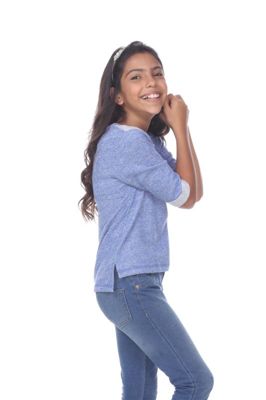 8908 Girls Cuffed 3/4 Sleeve Pullover