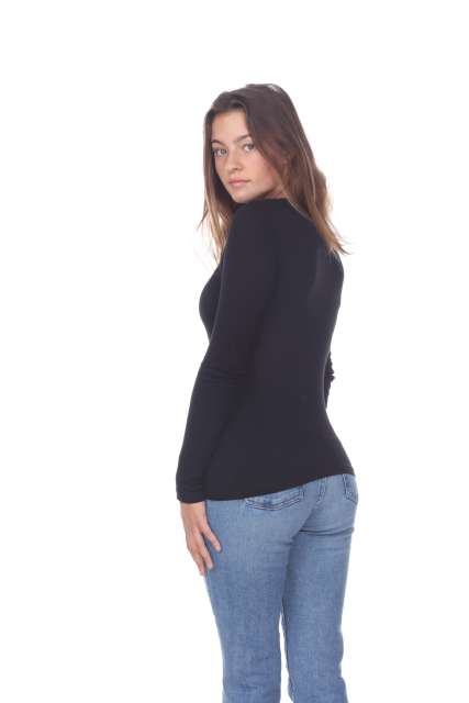 1103 Junior's Long Sleeve Tear Drop V-Neck Tee