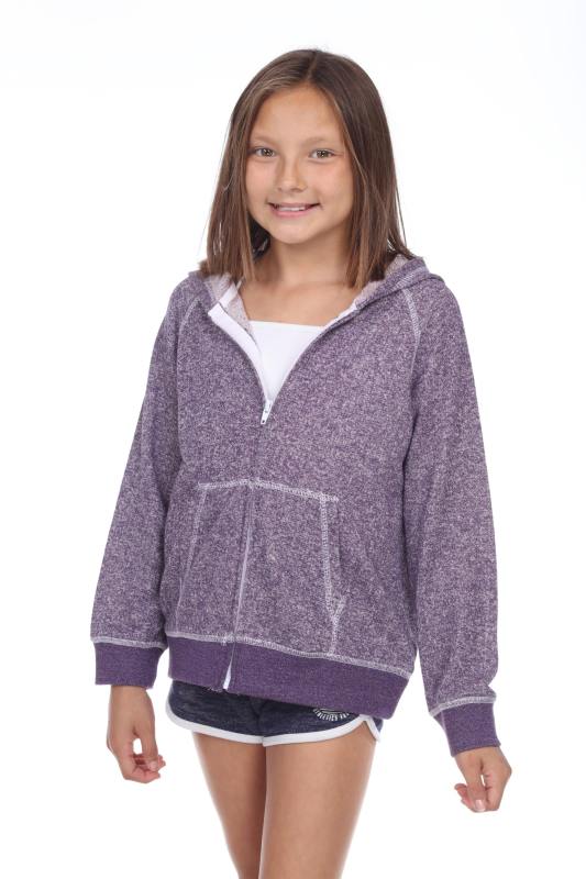 8902G Girls French Terry Llong Sleeve Zip Hoodie