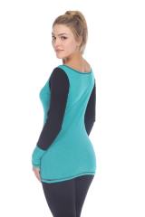3101 Junior's Cotton Poly Blend Body with Black Thermal Long Sleeve Tee