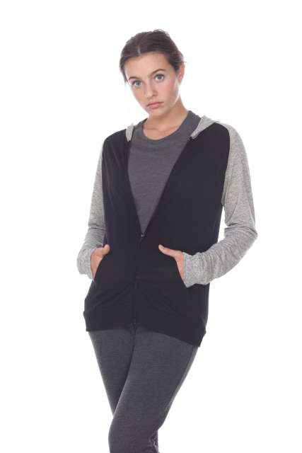 6153C Juniors 2-Tone Zip Front Pocket Hooded Jacket