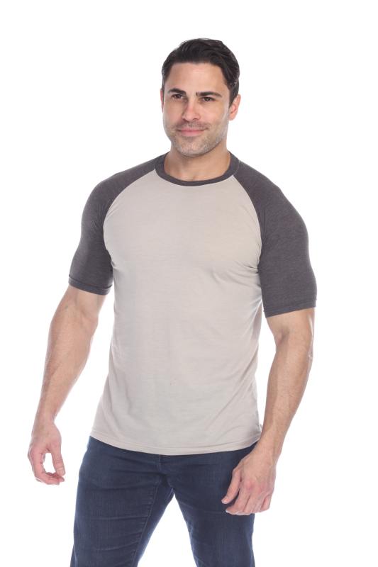 3601 Men's Short Sleeve CVC Blended Crew Neck Raglan