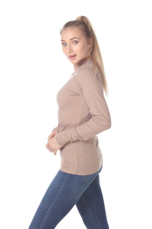 3100 Junior's Long Sleeve CVC Blended Crew Neck Tee