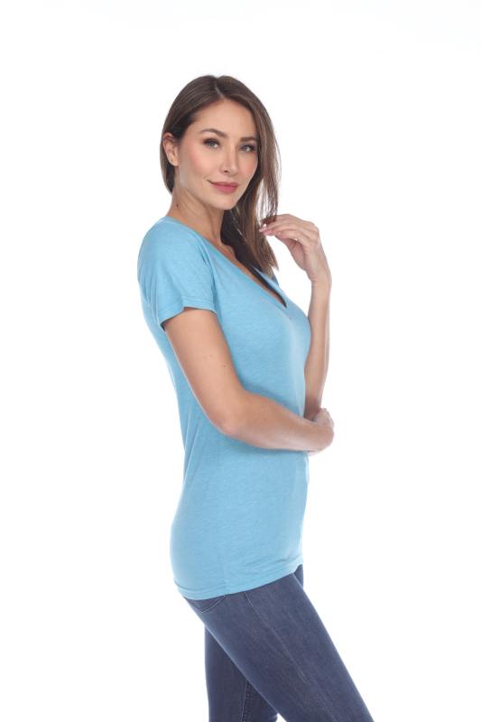 3203 Junior's Tri Blend Short Sleeve Deep V-Neck Tee