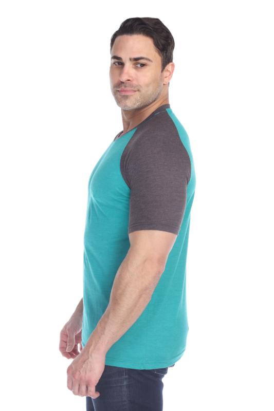 3601 Men's Short Sleeve CVC Blended Crew Neck Raglan