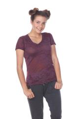 3503 Junior's Burnout V Neck Tee