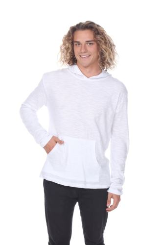 8705 Men's Long Sleeve Hooded Cotton Slub Pullover