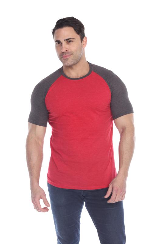 3601 Men's Short Sleeve CVC Blended Crew Neck Raglan