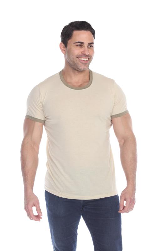 3602 Men's Short Sleeve CVC Blended Crew Neck Ringer Tee