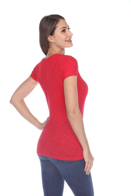 6053 Juniors Cap Sleeve Cotton Slub Tee