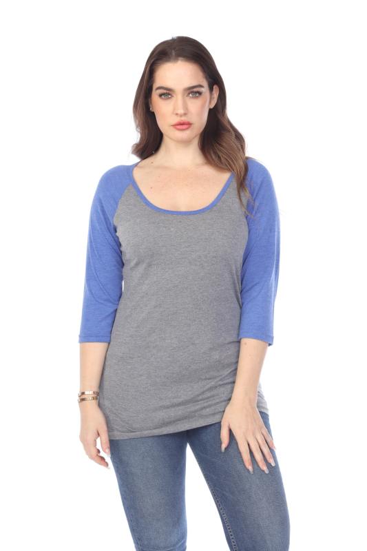 3206 Junior's Tri Blend 3/4 Contrast Sleeve Raglan