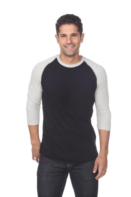 6570 Men's 3/4 Sleeve Cotton Slub Crewneck Raglan