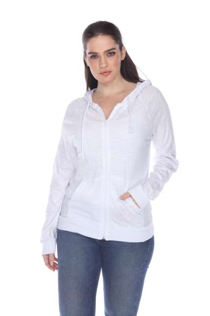 6152 Junior's Long Sleeve Cotton Slub Zip-Up Hoodie