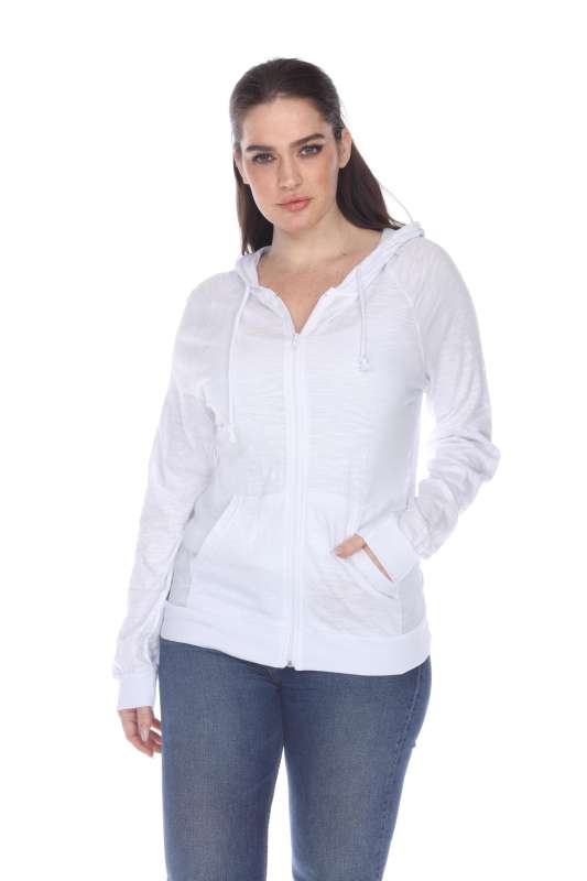 6152 Junior's Long Sleeve Cotton Slub Zip-Up Hoodie