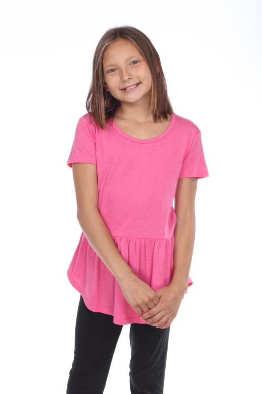 9208 Girl's Short Sleeve Peplum Tee