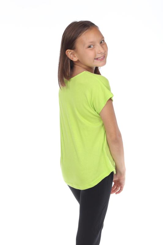 3905G Girls Short Sleeve Dolman with Curve Hem