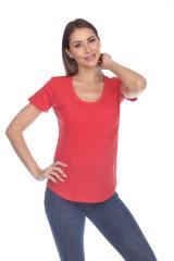 1201 Junior's Cotton Nub Scoop Neck Tee with Curve Hem