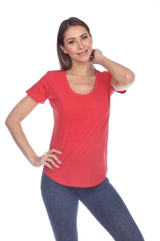1201 Junior's Cotton Nub Scoop Neck Tee with Curve Hem