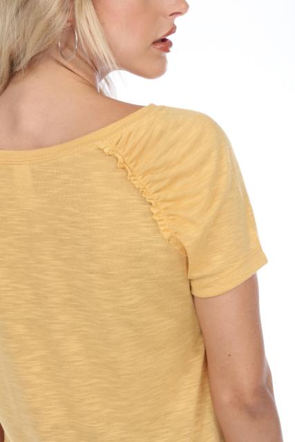 3402 Junior's Shirred Raglan Short Sleeve Tee