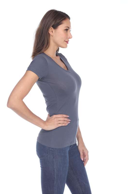 5003 Juniors Cap Sleeve "Tear Drop" V-Neck Tee