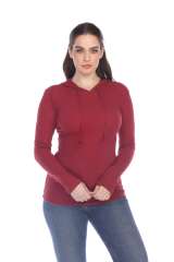 6101 Junior's Long Sleeve Waffle Thermal Hoodie