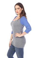 3206 Junior's Tri Blend 3/4 Contrast Sleeve Raglan